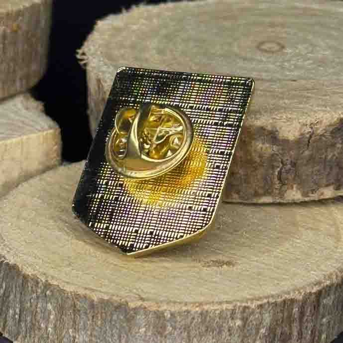 Ukrainian Yellow Blue Metal Badge Button Pin "Trident and Shield"