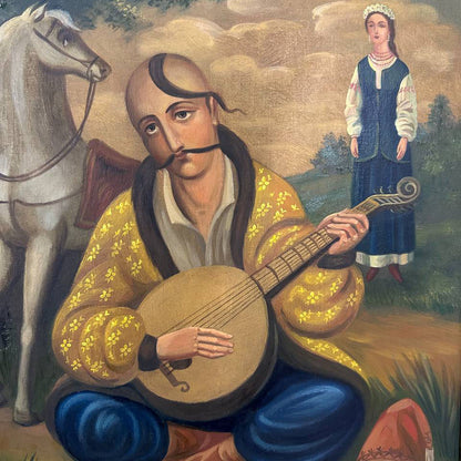 Ukrainisches Gemälde Öl auf Leinwand „Kosak Mamai“ 2025 Vintage-Rahmen