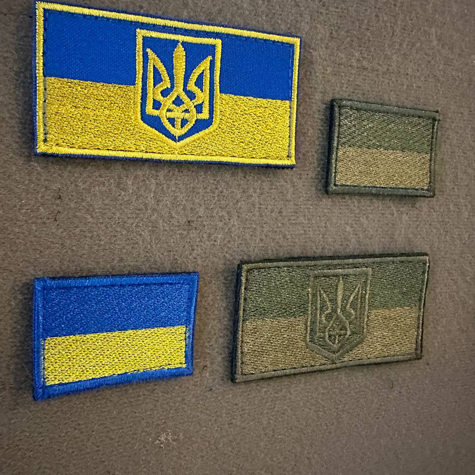 Ukrainian Set Army Morale Patches FLAG UKRAINE Tactical Badge Hook * 4 pcs