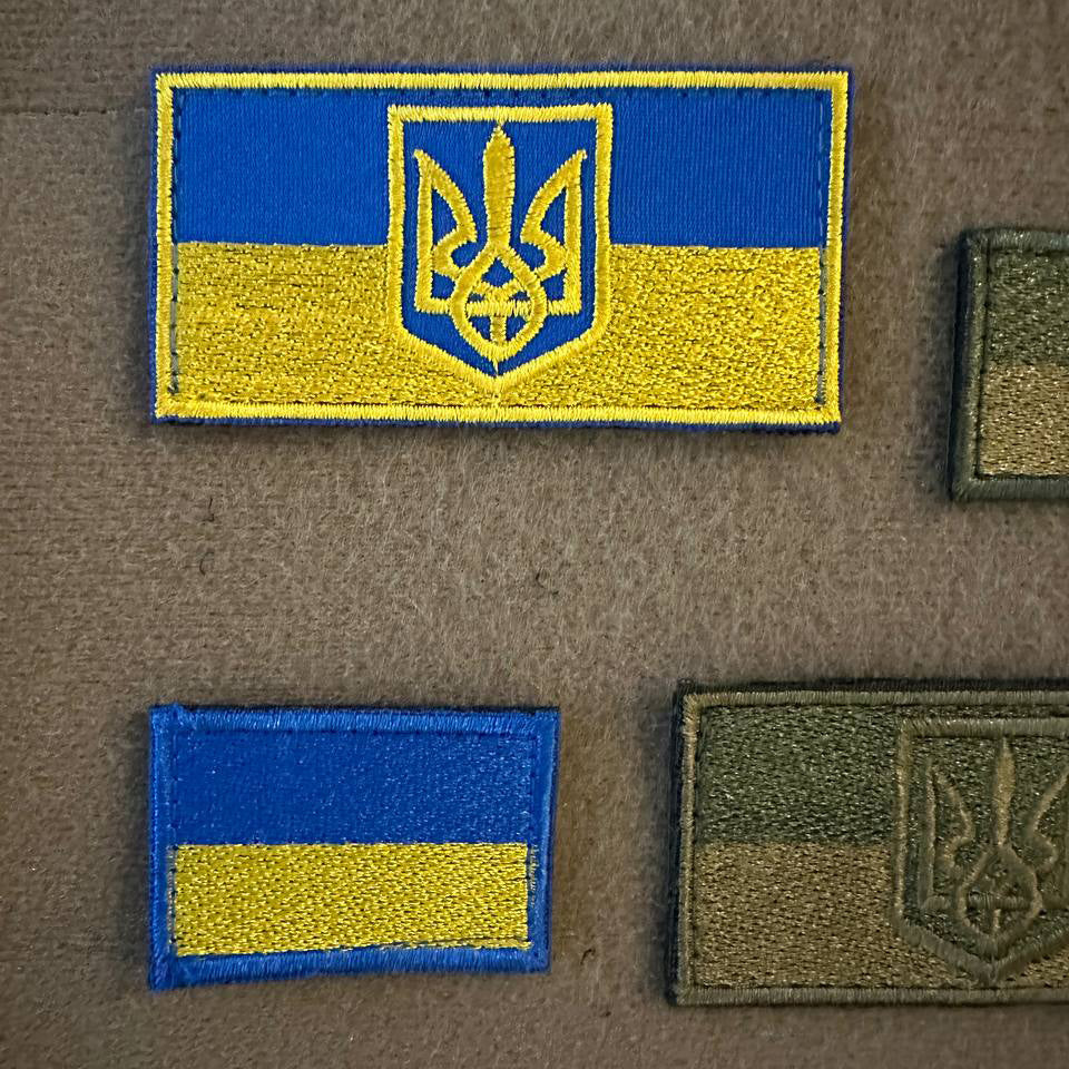Ukrainian Set Army Morale Patches FLAG UKRAINE Tactical Badge Hook * 4 pcs