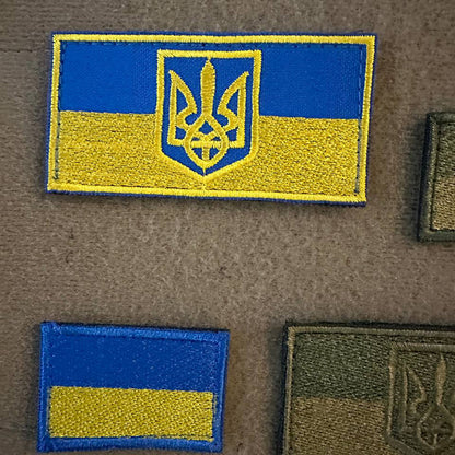 Ukrainian Set Army Morale Patches FLAG UKRAINE Tactical Badge Hook * 4 pcs
