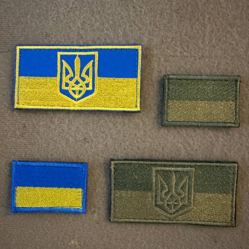 Ukrainian Set Army Morale Patches FLAG UKRAINE Tactical Badge Hook * 4 pcs