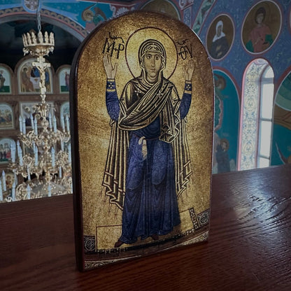 Ukrainian Icon: Mother of God Oranta, Holy Sophia Kyiv (6.3x4 in Wood Reproduction)