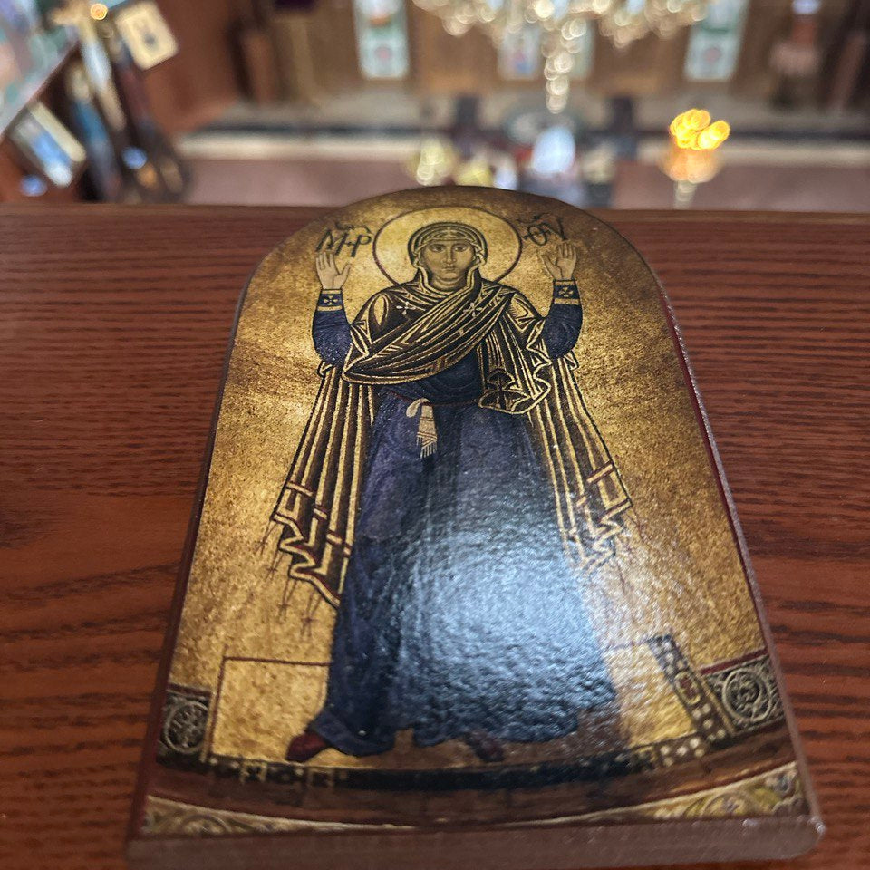 Ukrainian Icon: Mother of God Oranta, Holy Sophia Kyiv (6.3x4 in Wood Reproduction)