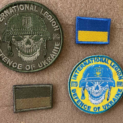 Ukrainian Army Patch International Legion of Ukraine "Skull" Badge Hook