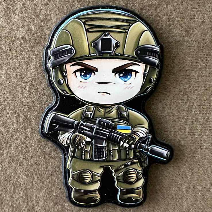 Ukrainian Morale Patch Boy Fighter Army Ukraine Tactical Badge Hook PVC 3 D