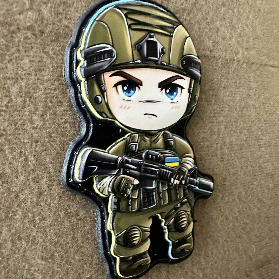 Ukrainian Morale Patch Boy Fighter Army Ukraine Tactical Badge Hook PVC 3 D