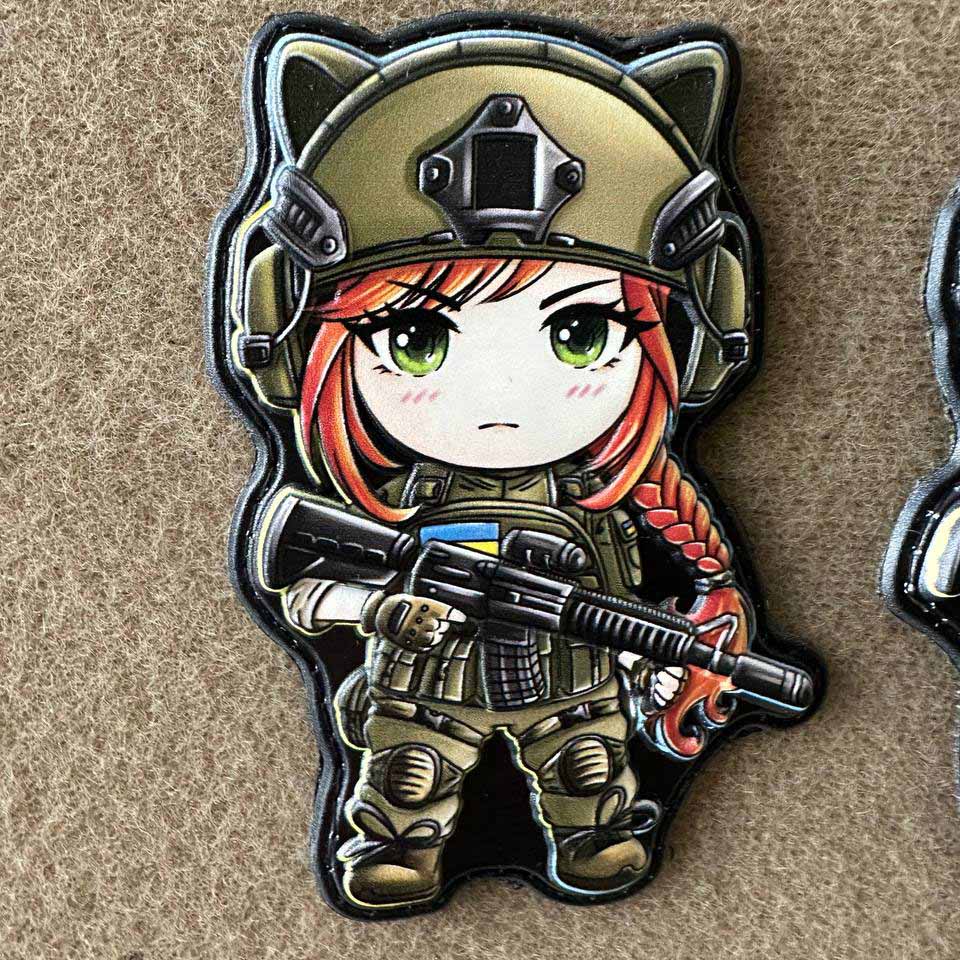 Ukrainian Morale Patch Girl & Boy Fighter Army Ukraine Tactical Badge Hook PVC 3D