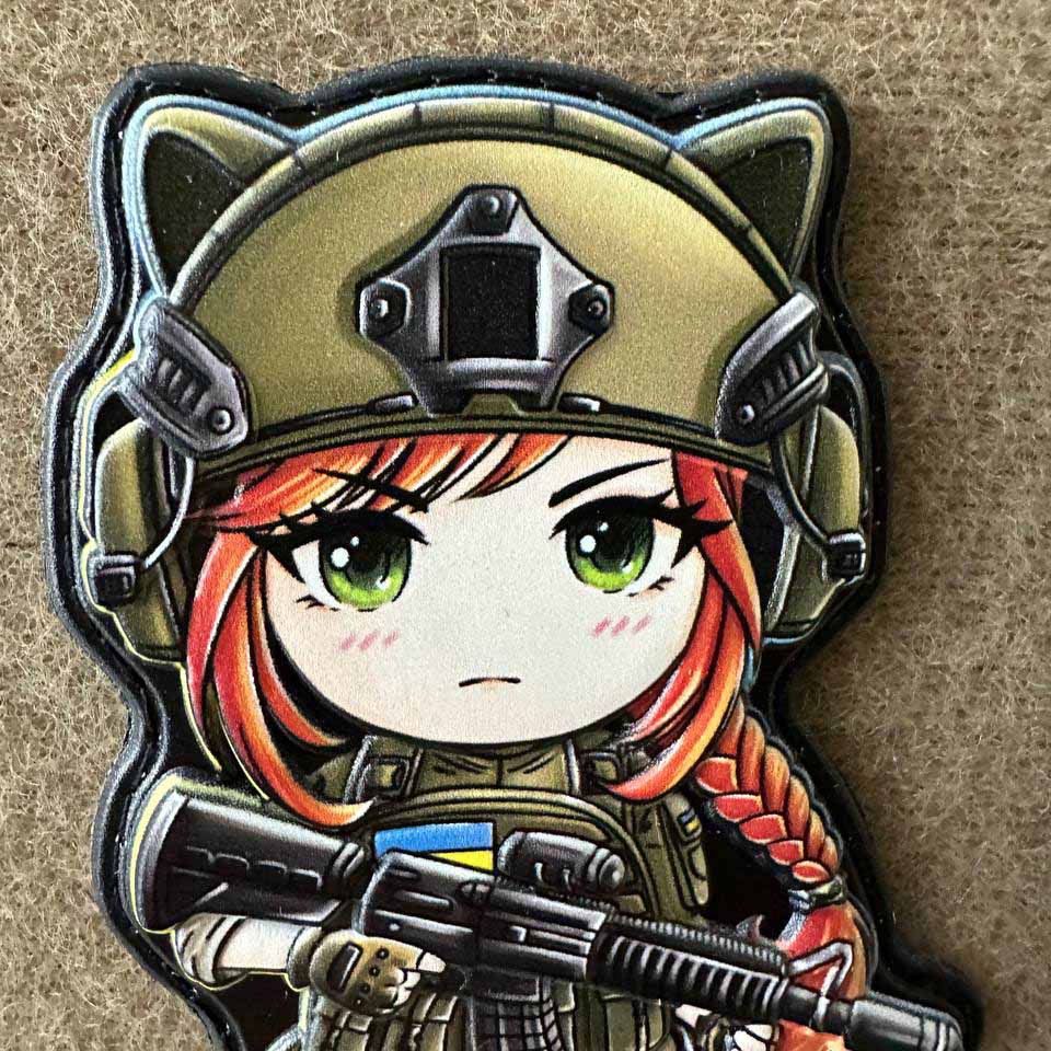 Ukrainian Morale Patch Girl & Boy Fighter Army Ukraine Tactical Badge Hook PVC 3D
