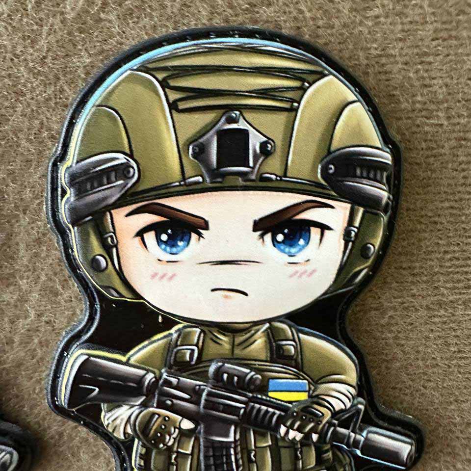 Ukrainian Morale Patch Girl & Boy Fighter Army Ukraine Tactical Badge Hook PVC 3D