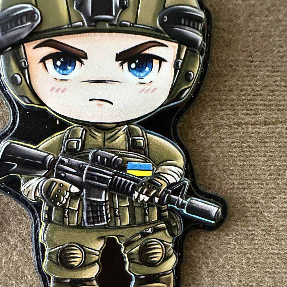 Ukrainian Morale Patch Girl & Boy Fighter Army Ukraine Tactical Badge Hook PVC 3D
