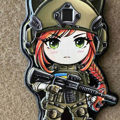 Ukrainian Morale Patch Girl & Boy Fighter Army Ukraine Tactical Badge Hook PVC 3D