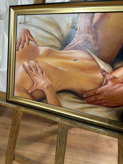 Ukrainian Art Nude Painting Oil Hardboard "In the Morning” 2025 Modern Frame