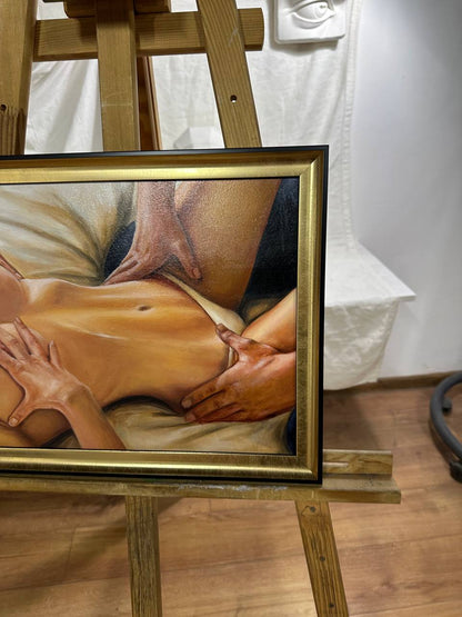 Ukrainian Art Nude Painting Oil Hardboard "In the Morning” 2025 Modern Frame