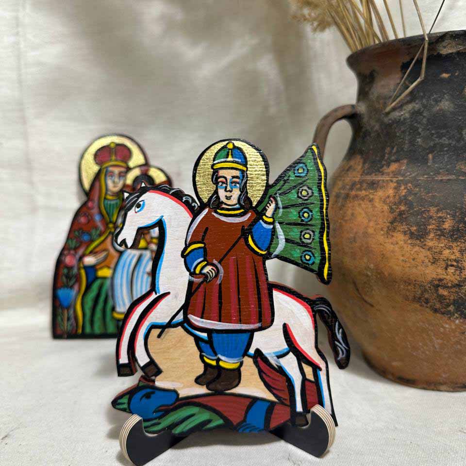 Ukrainian Traditional Hutsul Wooden Icon Handmade "Saint George the Victorious"