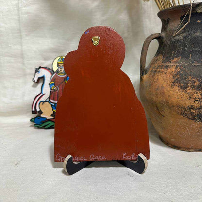 Ukrainian Traditional Hutsul Wooden Icon Handmade "Virgin Mary with Child"