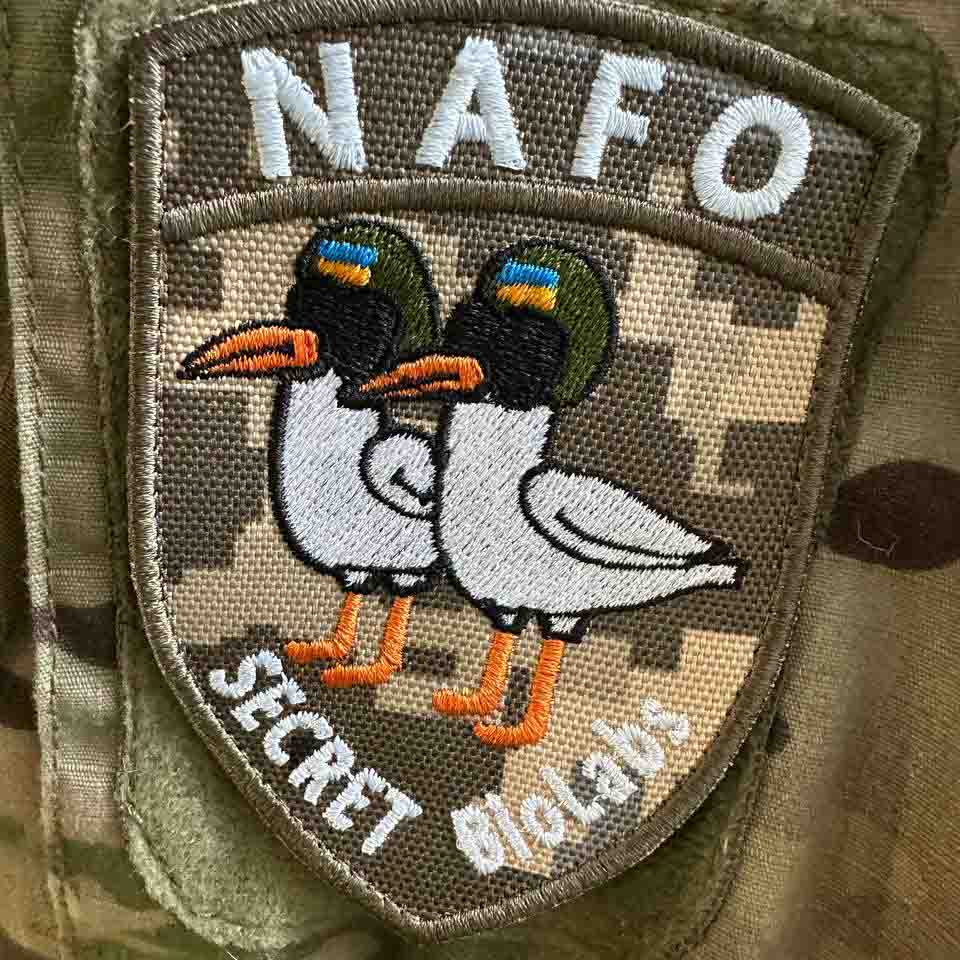 Ukrainian Morale Patch "NAFO" Secret Biolabs MM 14 Tactical Badge Hook
