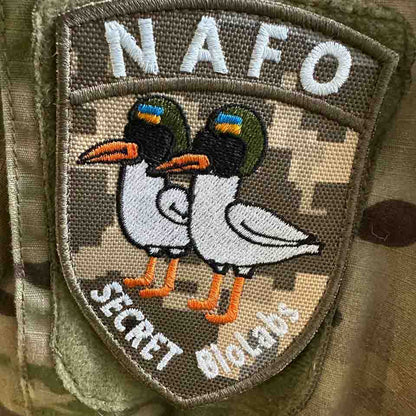 Ukrainian Morale Patch "NAFO" Secret Biolabs MM 14 Tactical Badge Hook