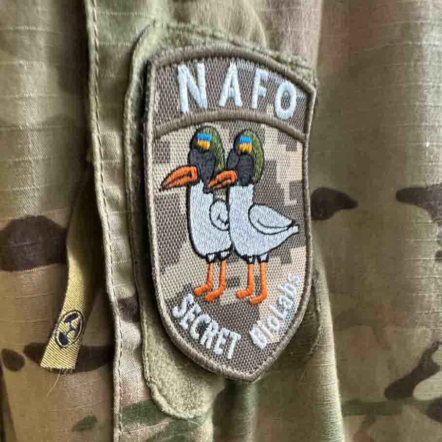 Ukrainian Morale Patch "NAFO" Secret Biolabs MM 14 Tactical Badge Hook