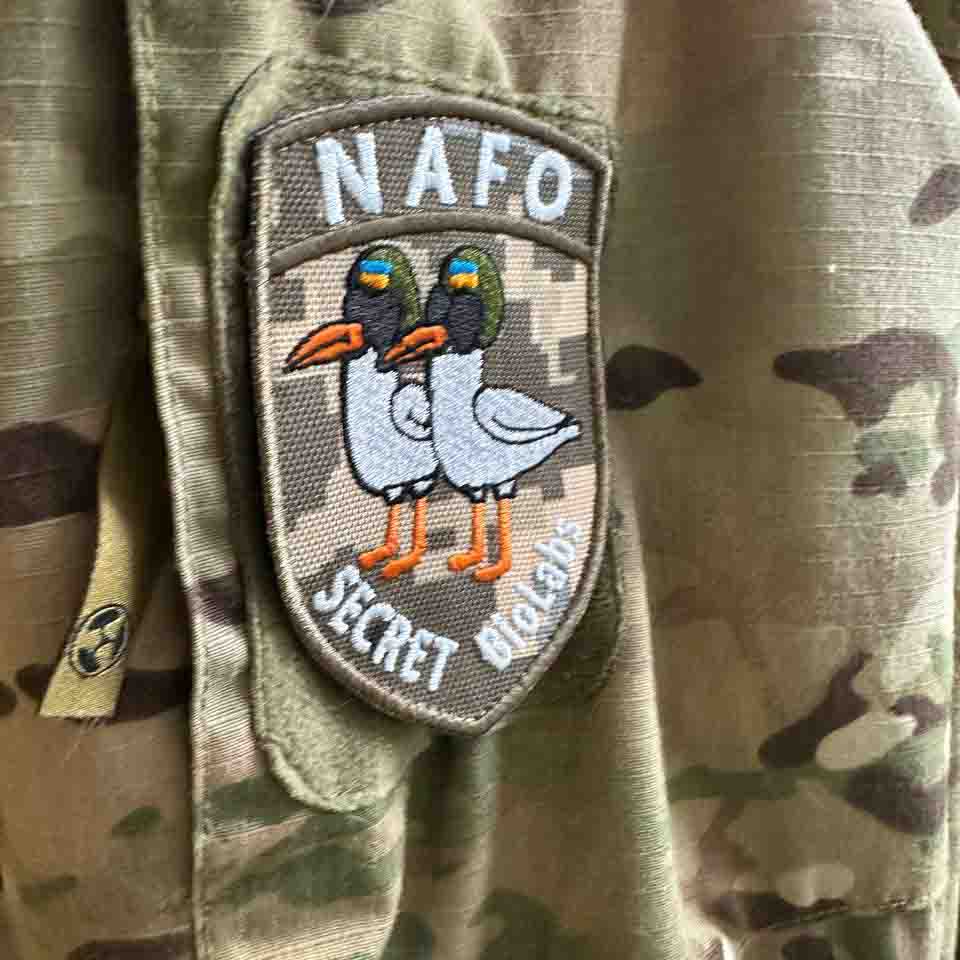 Ukrainian Morale Patch "NAFO" Secret Biolabs MM 14 Tactical Badge Hook