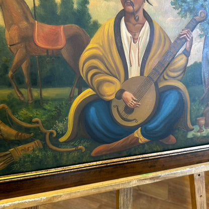 Ukrainian Painting Oil on Canvas “Cossack Mamai” 2015 Vintage Frame 62x52 cm