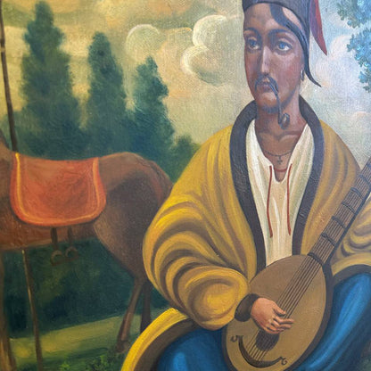 Ukrainian Painting Oil on Canvas “Cossack Mamai” 2015 Vintage Frame 62x52 cm