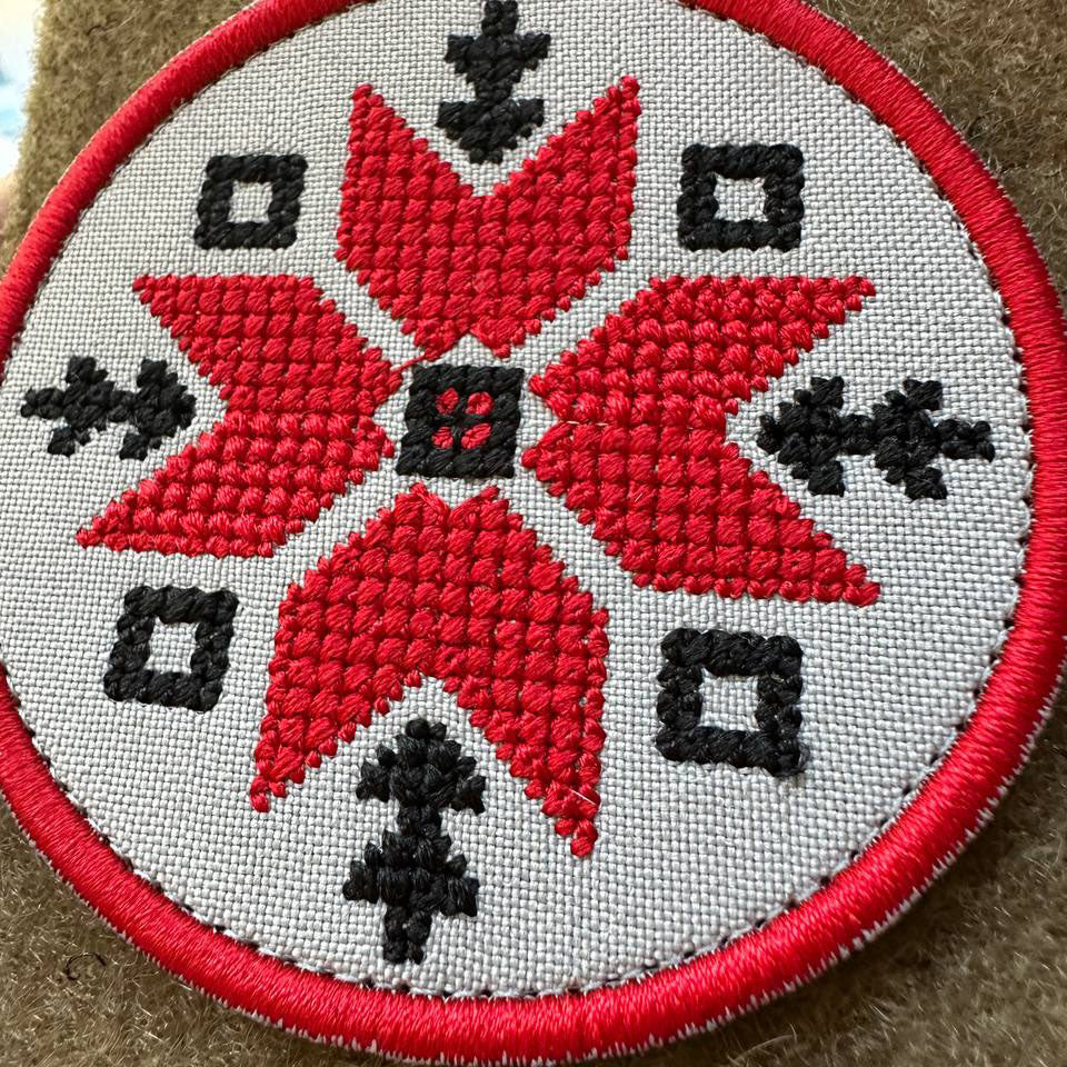 Ukrainischer Moral-Patch Dreizack und Stickerei Taktisches Abzeichen Haken Textil