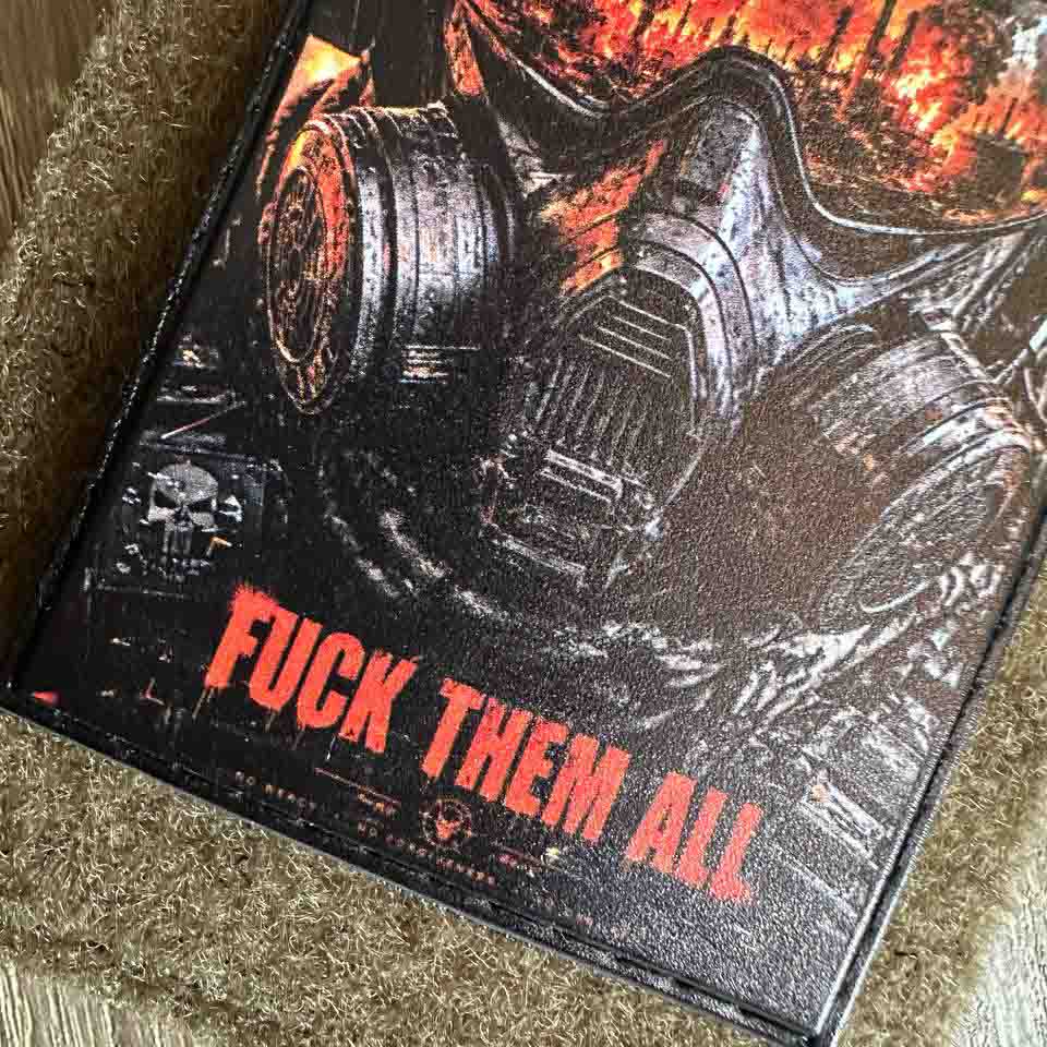 Ukrainian Morale Patch "Fuck Them All" Hook and Loop Backing PVC