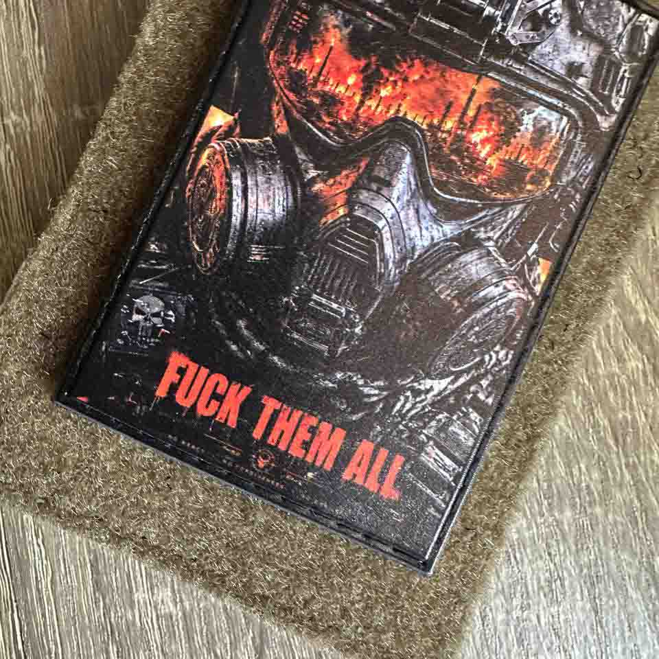 Ukrainian Morale Patch "Fuck Them All" Hook and Loop Backing PVC