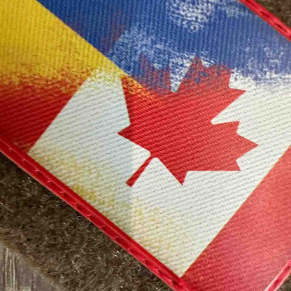 Ukrainian Morale Patches Uкraine + Canads Flag Hook and Loop Backing PVC