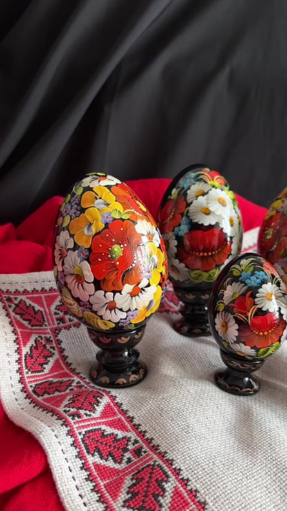 Petrykivka Wooden Easter Egg