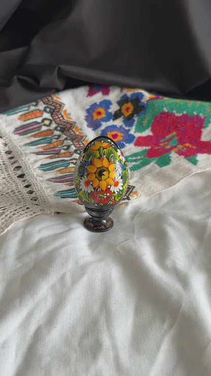 Petrykivka Wooden Easter Egg | Hand-Painted Ukrainian Pysanky (870 mm) 01-221