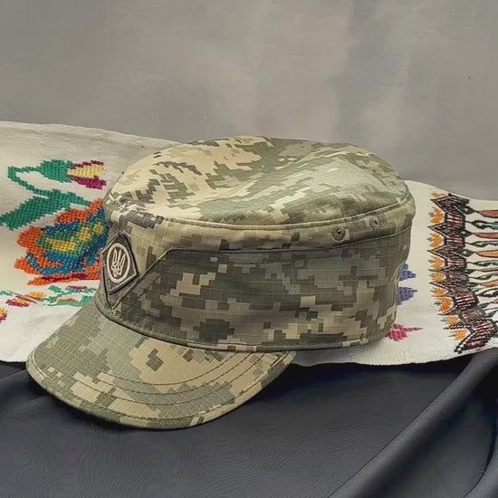Ukrainian Army Cap Pixel MM Mazepinka with Badge Trident of Ukraine