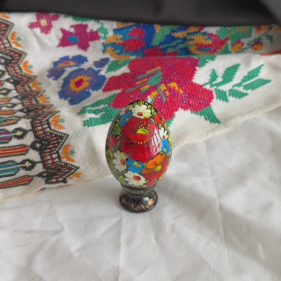 Petrykivka Wooden Easter Egg | Hand-Painted Ukrainian Pysanky (870 mm) 01-121
