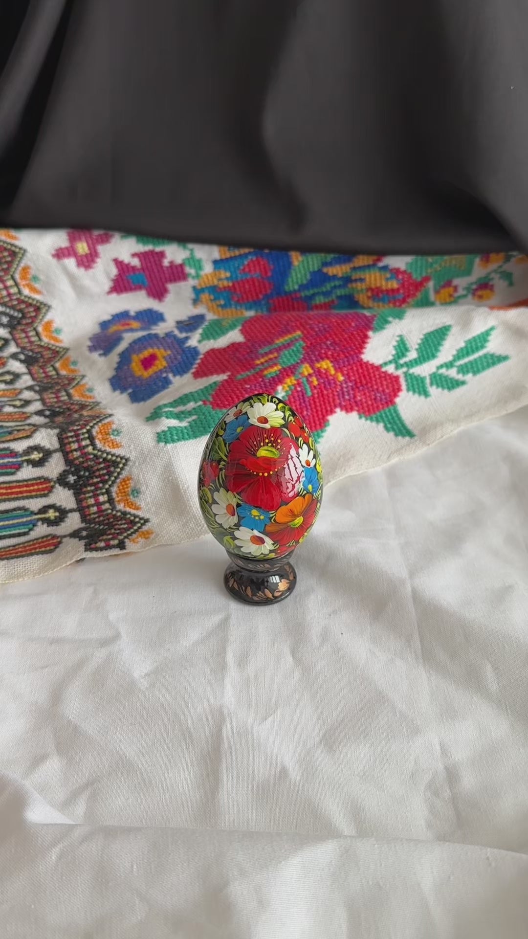 Petrykivka Wooden Easter Egg | Hand-Painted Ukrainian Pysanky (870 mm) 01-121