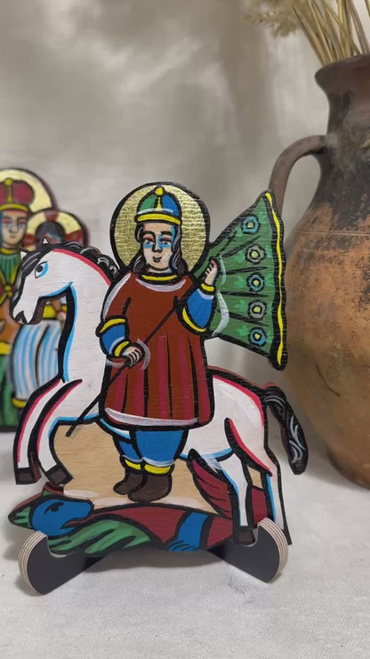 Ukrainian Traditional Hutsul Wooden Icon Handmade "Saint George the Victorious"