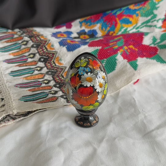 Petrykivka Wooden Easter Egg | Hand-Painted Ukrainian Pysanky (870 mm) 01-181