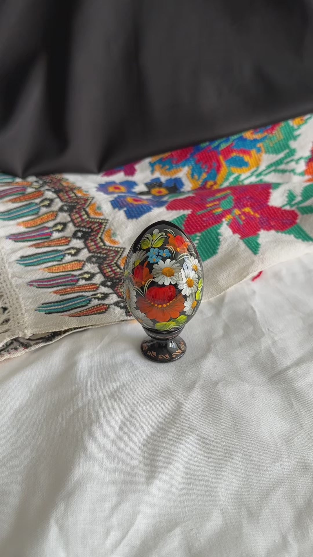 Petrykivka Wooden Easter Egg | Hand-Painted Ukrainian Pysanky (870 mm) 01-181