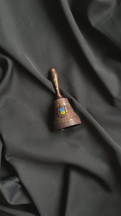 Ukrainian Metal Bell Coat Arms and Map of Ukraine Color Bronze