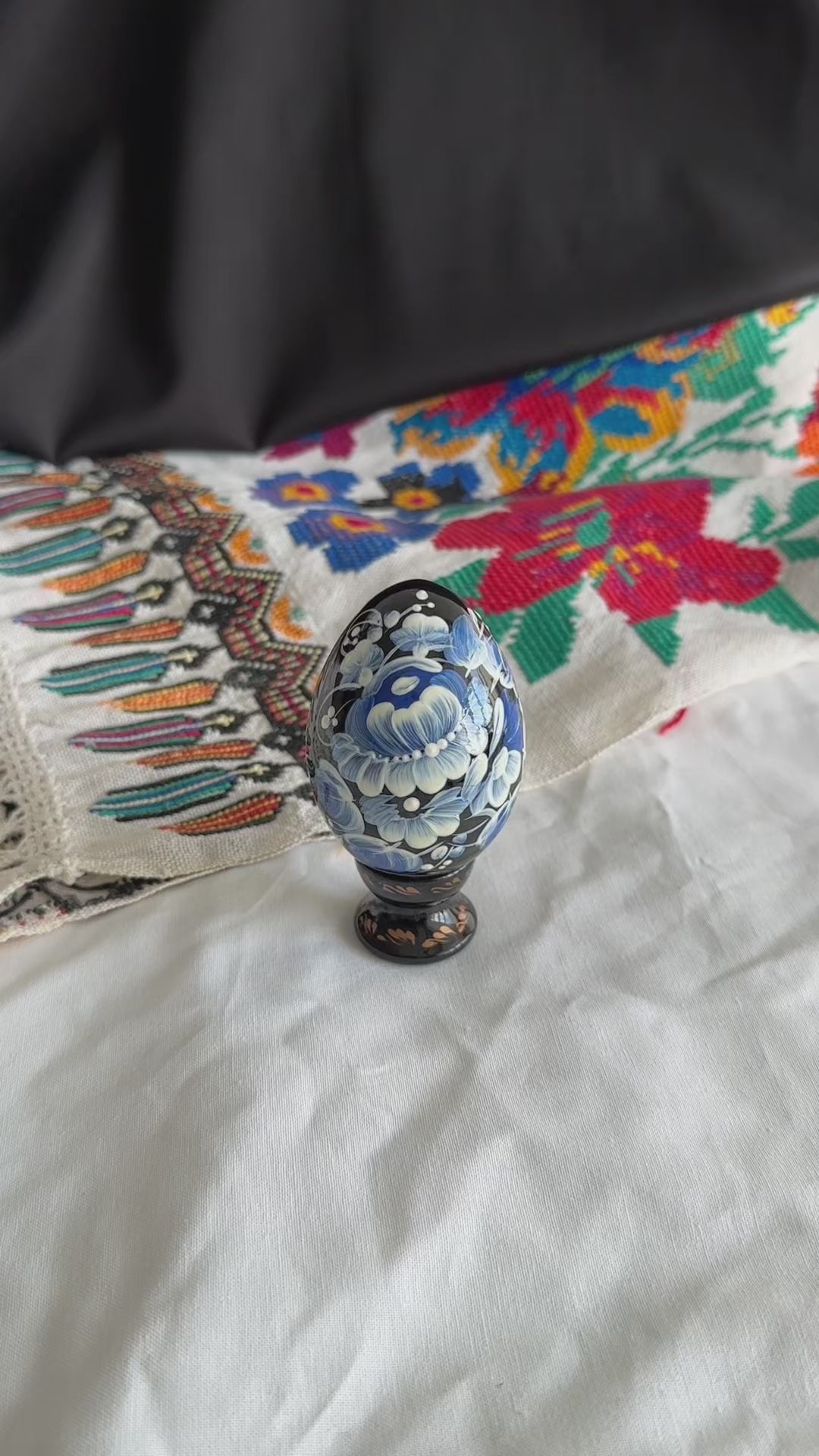 Petrykivka Wooden Easter Egg | Hand-Painted Ukrainian Pysanky (870 mm) 01-022