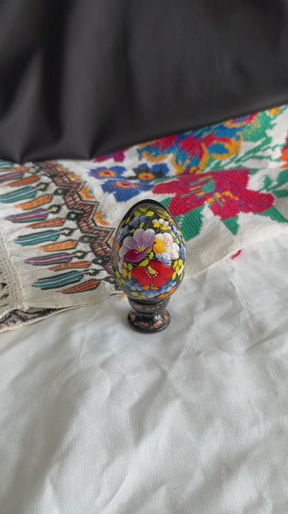 Petrykivka Wooden Easter Egg | Hand-Painted Ukrainian Pysanky (870 mm) 01-041