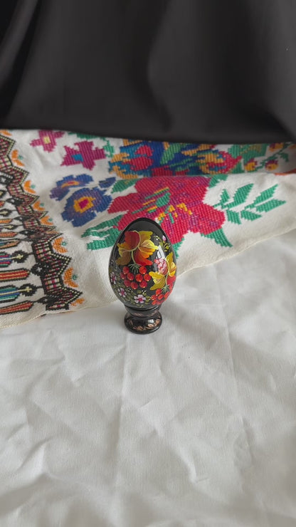 Petrykivka Wooden Easter Egg | Hand-Painted Ukrainian Pysanky (870 mm) 01-171