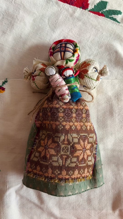 Ukrainische Autoren Motanka "Mutter & Kinder" Handgemachte Puppe 28 cm (11.02 Zoll)