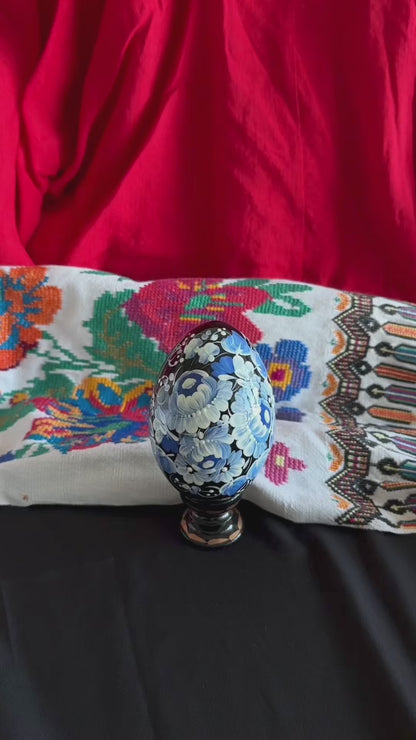 Ukrainian Petrykivka Wooden Easter Egg | Hand-Painted Pysanky (130 mm) 03-022