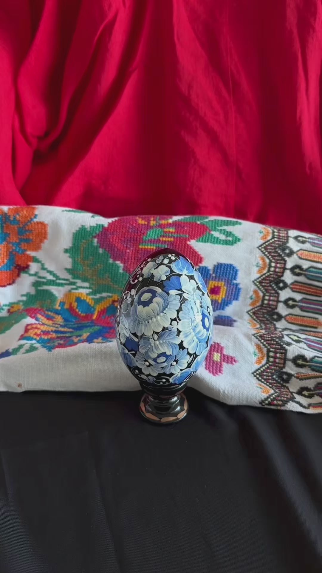 Ukrainian Petrykivka Wooden Easter Egg | Hand-Painted Pysanky (130 mm) 03-022