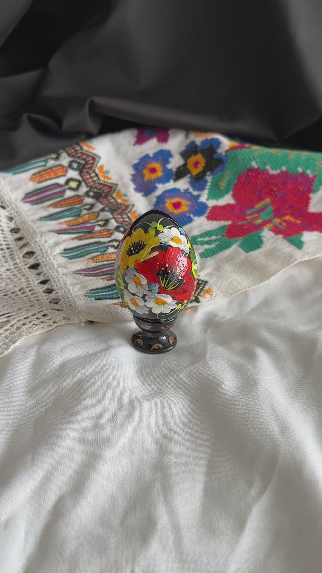 Petrykivka Wooden Easter Egg | Hand-Painted Ukrainian Pysanky (870 mm) 01-202