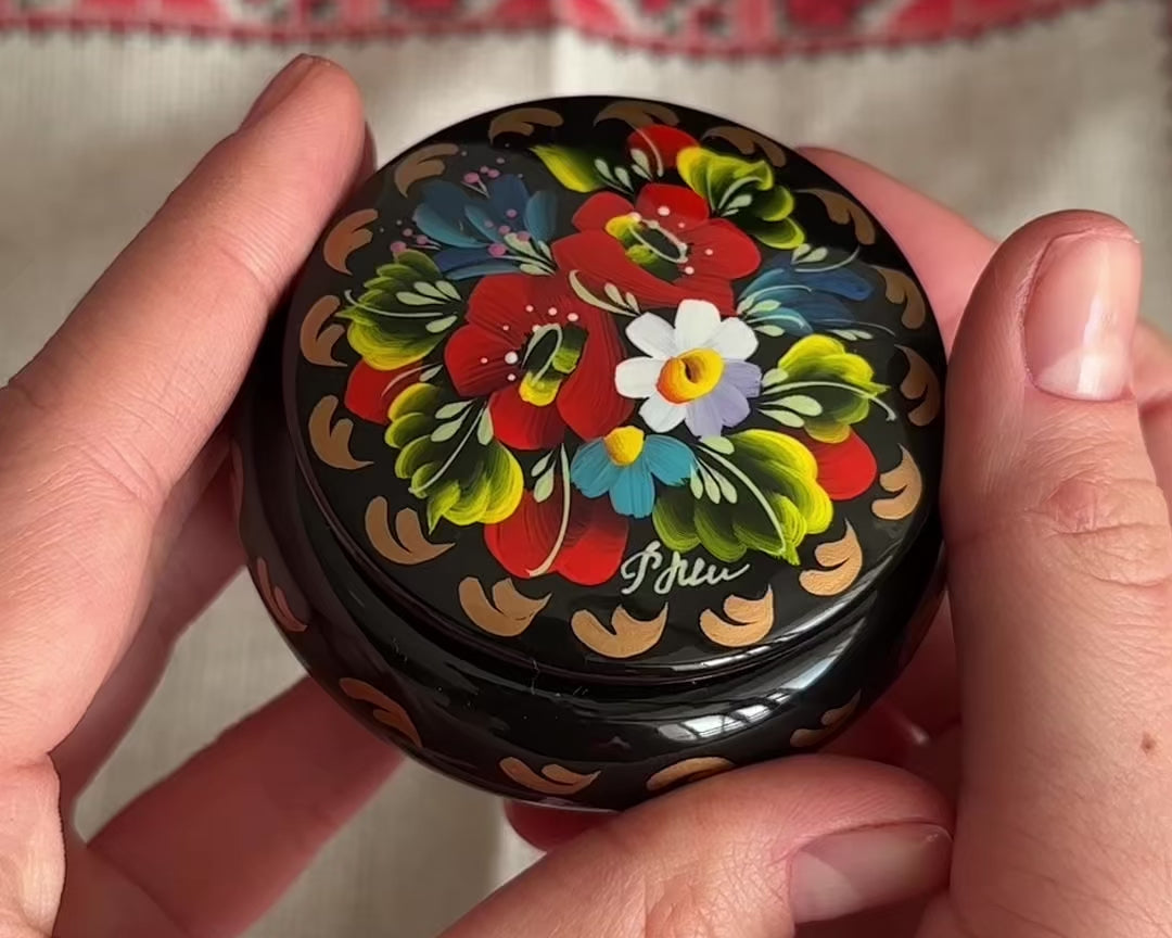 Ukrainian Wooden Boxes with Petrykivka Handmade Painting