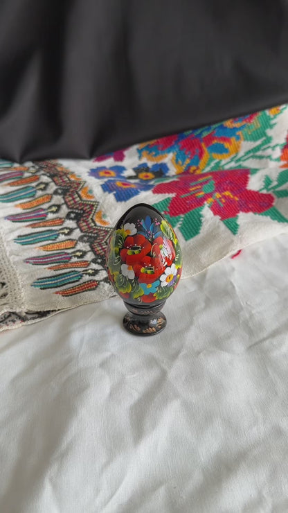 Ukrainisches Petrykiwka Holzosterei | Handbemaltes Pysanka (870 mm) 01-071