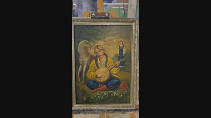Ukrainisches Gemälde Öl auf Leinwand „Kosak Mamai“ 2025 Vintage-Rahmen