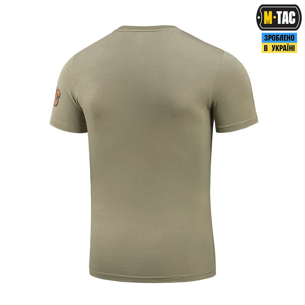 Ukrainisches schwarzes T-Shirt mit Nationalemblem weißer Dreizack der Ukraine